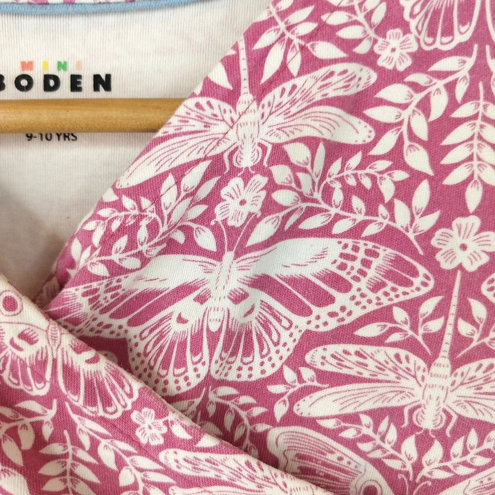 Mini Boden Butterfly Dress Kids 9-10Y Dragonfly Whimsical Pink Cotton